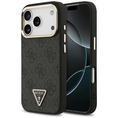 GUESS 4G Triangle Logo MagSafe maskica, iPhone 17 Pro, crna