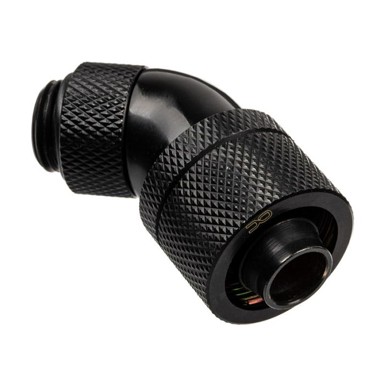 ALPHACOOL Spojnica 45° HF, G1/4 inča vanjski navoj na 16/10mm, rotirajući, crni