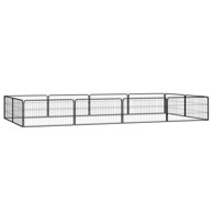 Ograda za pse s 12 panela crna 100 x 50 cm čelik obložen prahom