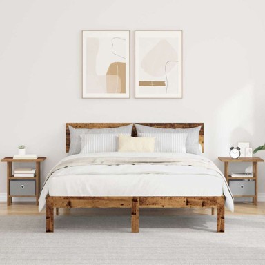 Noćni ormarić s ladicama, 41x40x45 cm, konstruirano drvo, staro drvo, 2 kom