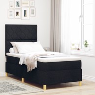 Krevet s box springom i madracem s LED-om, 100 x 200 cm, tkanina, crni