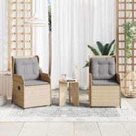 Vrtna klupa s jastukom 2 pcs 55 x 67 x 95 cm, poli-ratan, bež