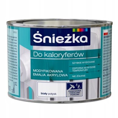 ŚNIEŻKA Akrilni emajl za radijatore, sjajni bijeli, 0,4 l
