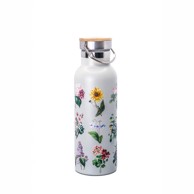 SASS & BELLE Boca za vodu Vintage Flowers od nehrđajućeg čelika 425 ml, svijetlo siva