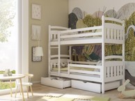 Drveni dječji krevet na kat Gabi s ladicom, 160 x 80 cm, bijeli