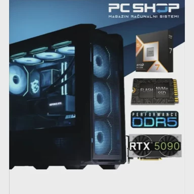 MAGAZINRS Stolno računalo Gamer / AMD Ryzen 7 9800X3D, 32GB, 1TB SSD, NVIDIA RTX 5090, FreeDOS