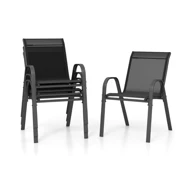 Vrtne stolice, set 4 kom, slagajuće, 56 × 70 × 84 cm, crne