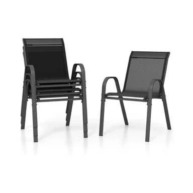 Vrtne stolice, set 4 kom, slagajuće, 56 × 70 × 84 cm, crne