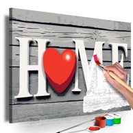 Slika za samostalno slikanje Home with Red Heart 60x40