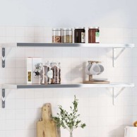 Nosači za police 4 kom, srebrni nehrđajući čelik 30x2,5x15,5 cm, srebrna