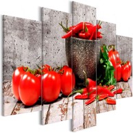 Slika Red Vegetables (iz pet dijelova) Concrete Wide 100x50
