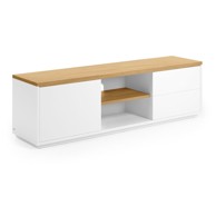 KAVE HOME Bijela TV komoda u dekoru hrasta 150x44x36 cm Abilen 