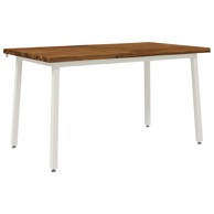 Blagovaonski stol od čvrstog drva akacije 140 x 80 x 75 cm, prirodni i bijeli