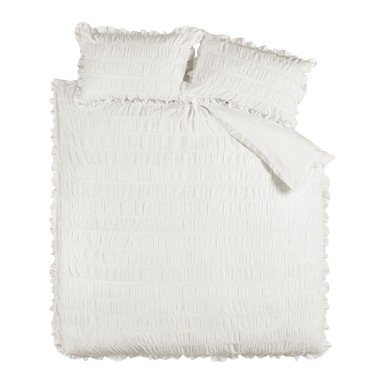 CATHERINE LANSFIELD Posteljina Seersucker Frill od krepa za bračni/produženi krevet 230x220 cm Bijela