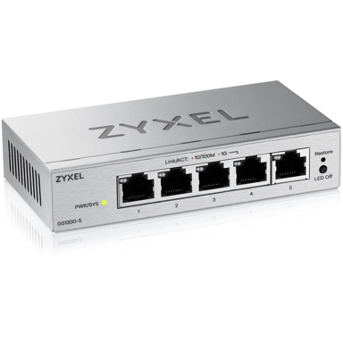 ZYXEL Mrežni preklopnik GS1200-5V3, 5 x Gigabit Ethernet, upravljani L2, stolni, sivi