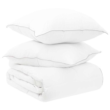Set deka s jastukom, 240 x 220 cm, poliester, bambus, bijela
