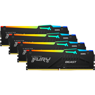 KINGSTON RAM memorija FURY Beast RGB, 128 GB (4 x 32 GB), DDR5, CL40, DIMM, RGB