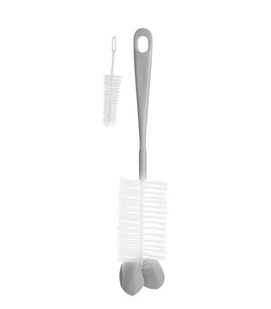 BABYONO Četka sa spužvom na vrhu za bočicu i sisaljku, siva