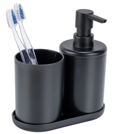 ALLSTAR Plastični set pribora za kupaonicu Fano, crni