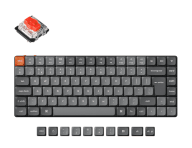 KEYCHRON Tipkovnica K3 Max niskog profila bežična mehanička Gateron crveni prekidači RGB (K3M-H1-UK), siva
