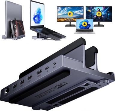QUUGE Priključna stanica za prijenosno računalo, 7 u 1, 2 x HDMI 4K, 2 x USB 3.0, 100 W PD, RJ45
