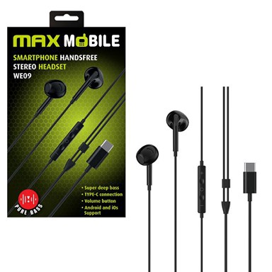 MAXMOBILE Bežične slušalice WE09 Type-C, crne