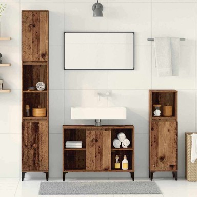 Set kupaonskog namještaja 3-dijelni, konstruirano drvo, staro drvo