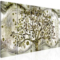 Slika Tree and Waves (iz pet dijelova) Green 200x80