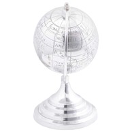 Skulptura Globus, 16.5x14x26 cm, aluminij, srebrna