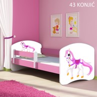 ACMA Dječji krevet s motivom, bočna roza, 160×80 cm, motiv konjić