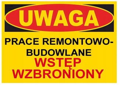Građevinska ploča upozorenja BTO-45 radovi na obnovi i gradnji, 350 x 250 mm