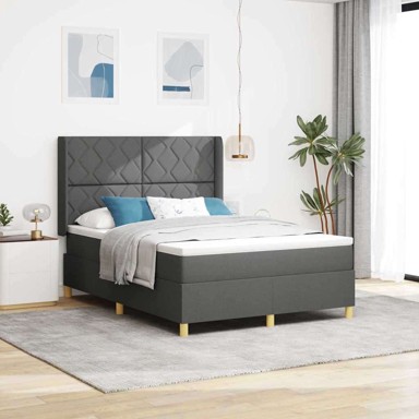 Box spring krevet s madracem, 160 x 200 cm, tkanina, siva
