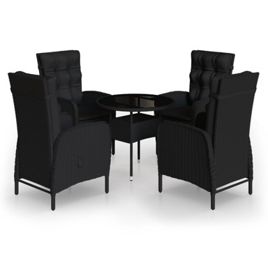 5-dijelni vrtni bistro set od poliratana crni