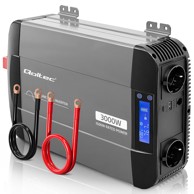 QOLTEC Pretvarač napona 12 V na 230 V, 1500/3000 W, USB, USB-C, LCD zaslon