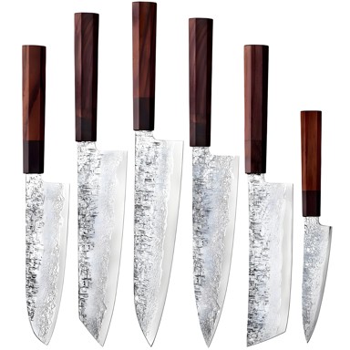 Set damaščanskih kuhinjskih noževa DR-39200, 6 kom, smeđe-crni