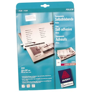 ZWECKFORM Samoljepljiva folija A4 140 mikrona 25 kom prozirna 3482