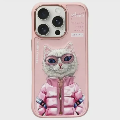 NIMMY Maskica za iPhone 16 Pro Max, Cool & Cute 2.0, motiv mačka, ružičasta 