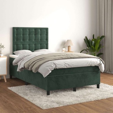 Box Spring krevet s madracem, tamnozeleni, 120x200 cm, baršun