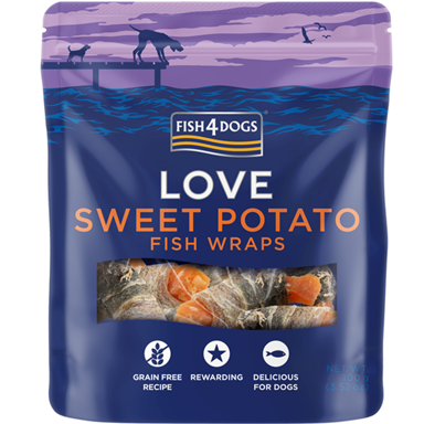 FISH4DOGS Poslastica za pse Love Sweet potato Fish Wraps 100 g