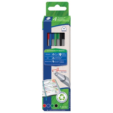 STAEDTLER Flomaster 334 RC4, Triplus Fineliner, reciklirani, 0,3 mm, PK4, sortirane boje