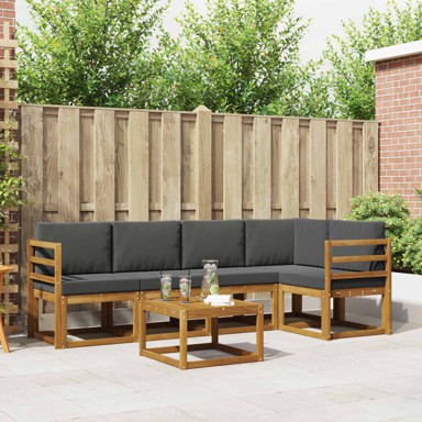 Set vanjskih sofa s jastukom, 6-dijelni, prirodni i antracitni