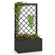 NORTHIX Metalna podignuta žardinjera s rešetkom, 112 cm, crna