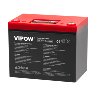 SLOMART LiFePO4 akumulator Vipow 12,8 V 60 Ah s BMS