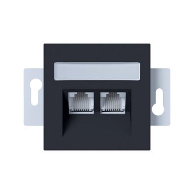 Mrežna podžbukna utičnica, crna, 2xRJ45, CAT 5E, I700