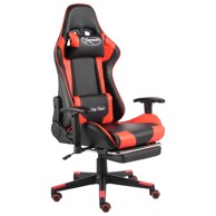 Okretna gaming stolica s osloncem za noge crvena PVC