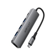 ACEFAST USB-C docking stanica J16, 5-u-1, 3 x USB-A 3.0, USB-C PD 90 W, HDMI 3840 x 2160 60 Hz, siva
