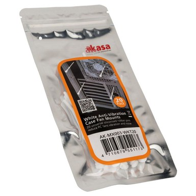 AKASA Prigušivači vibracija za ventilatore AK-MX003-WKT20, 20 kom, bijeli