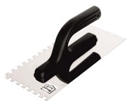 Nazubljena gleterica od nehrđajućeg čelika E-323-0272, 270 × 130 mm, zub 6 × 6 mm