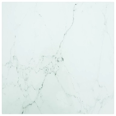 Stolna ploča bijela 40x40 cm 6 mm staklena s mramornim uzorkom