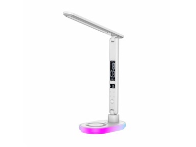 Stolna svjetiljka Manta, LED, budilica, bežični punjač, RGB, temperatura